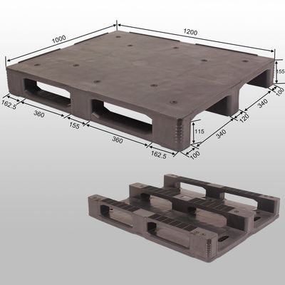1200*1000*150mm EU Type 3-Runners Closed Deck Plastic Pallet with Steel Rackable Load 1T