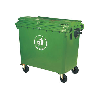 Outdoor Street Garbage Collection 660L Plastic Dust Bin with Locking Lids and Wheels