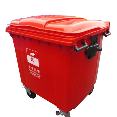 Outdoor Street Garbage Collection 660L Plastic Dust Bin with Locking Lids and Wheels