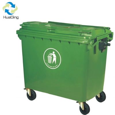 1100 Large Outdoor Hospital 4 Wheels Standing Plastic Trash Cans Professional Grade