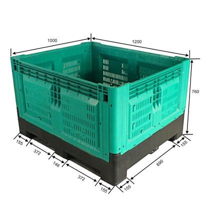 620L Capacity HDPE Collapsible Plastic Pallet Box for Fruit Storage 1200*1000*760mm